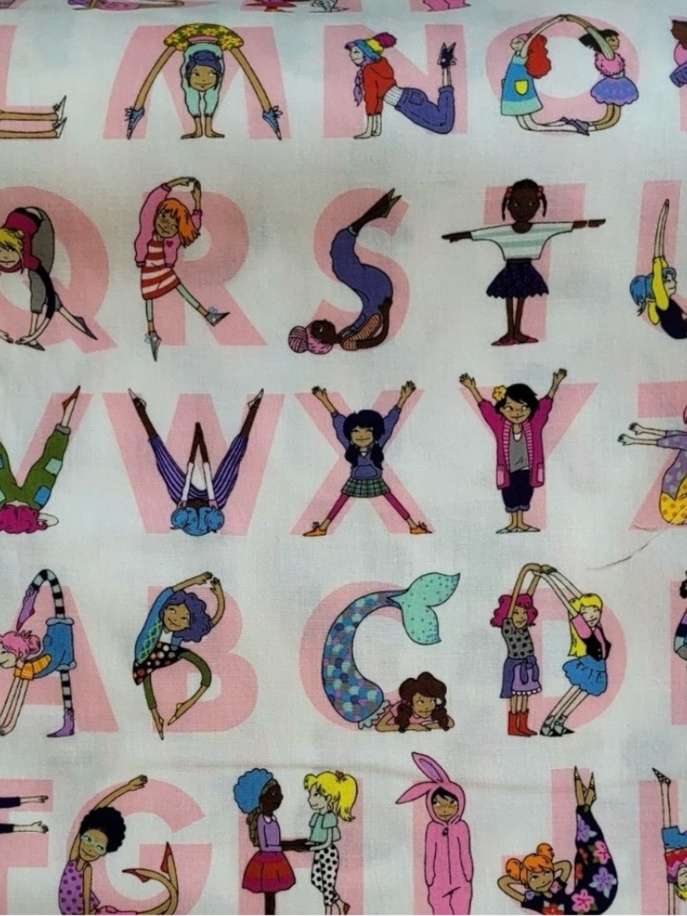 Alexander Henry Fabric Watch Me ABC Alphabet Girls Yoga Gymnastics Cotton 35x44